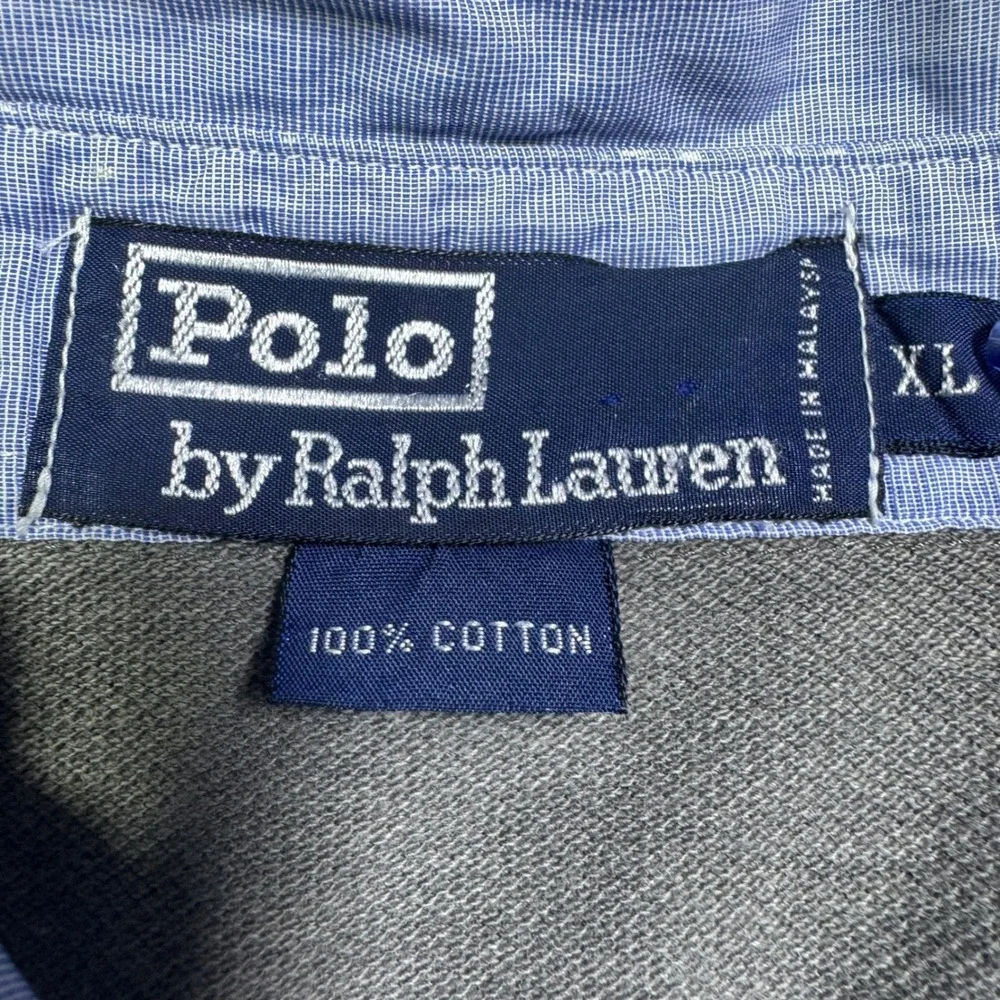 Vintage Polo Ralph Lauren Rugby Shirt pullover Mens XL Gray Embroidered Logo